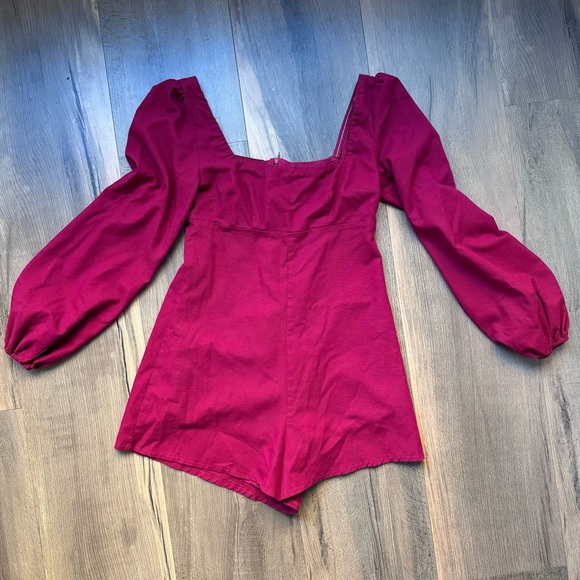 Princess Polly Hastings Longsleeve Romper. Burgundy Red. Size 2 - Picture 3 of 10